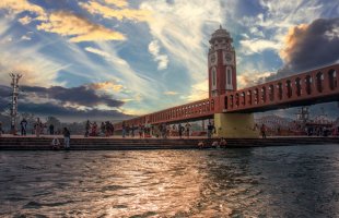Volunteers cleaning River Ganga as part of the conservation and cleanliness mission in Haridwar